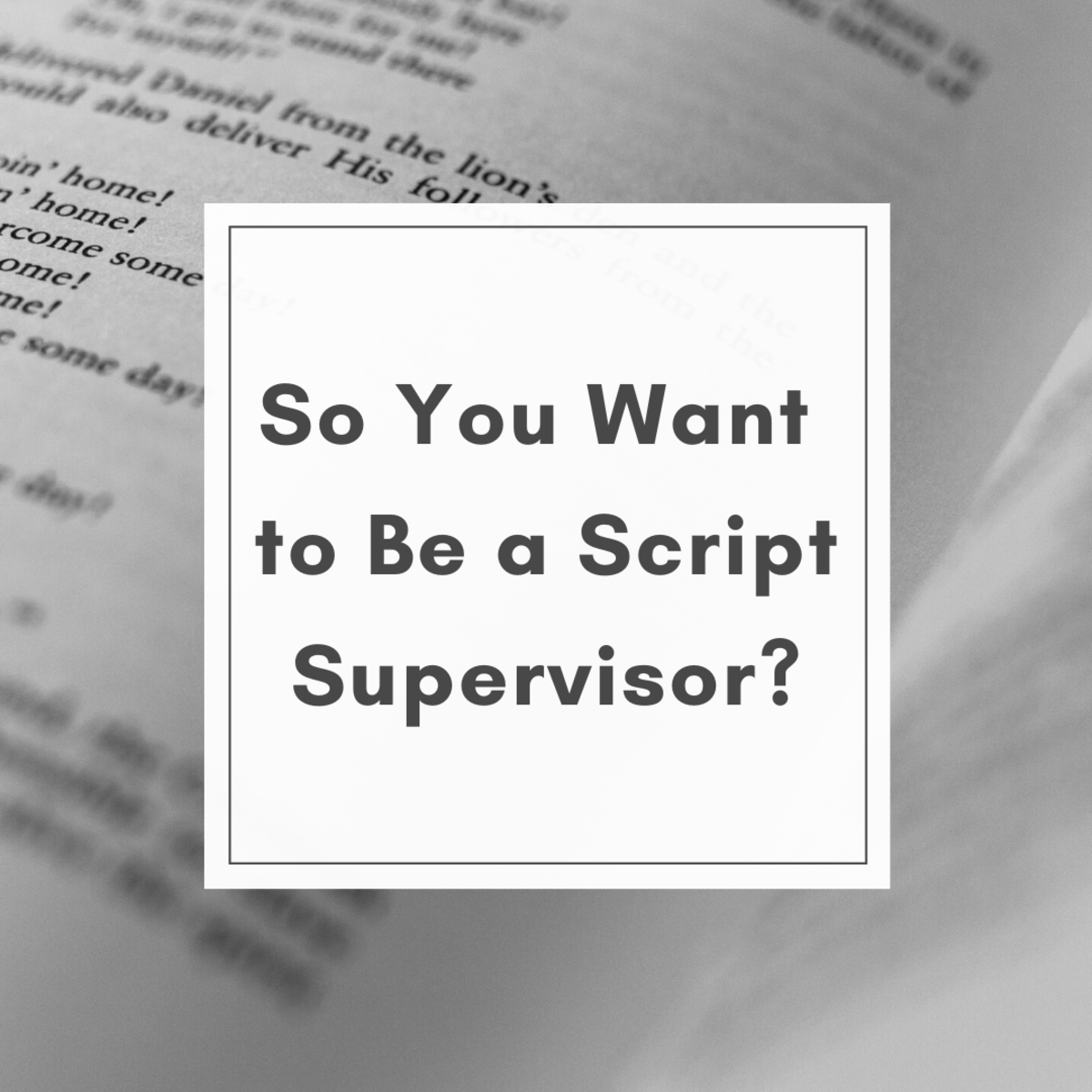 So You Want to Be a Script Supervisor?