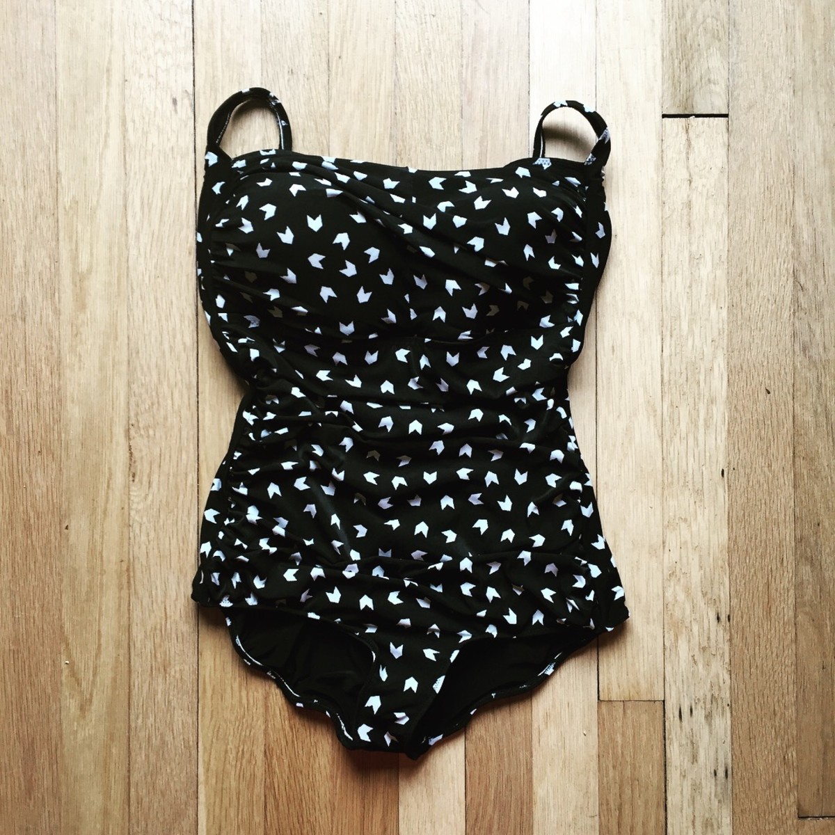 A ruched swimsuit in a fun print.