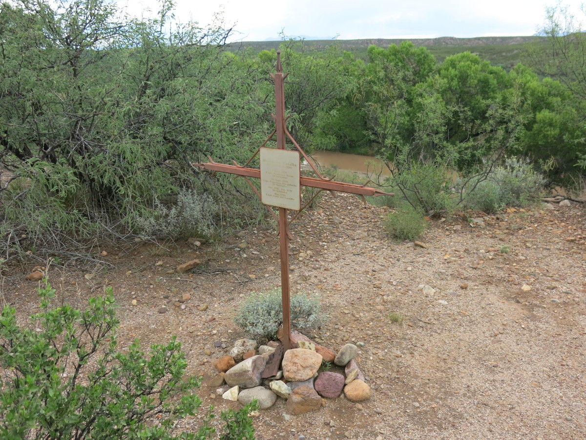 Cross on Bluff Overlooking San Pedro River, AZ honoring Soldiers killed between 1776 and 1779 during Apache Wars