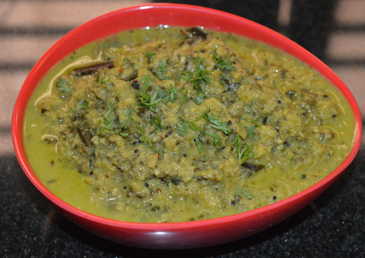 The completed bitter gourd curry (hagala kayi gojju)