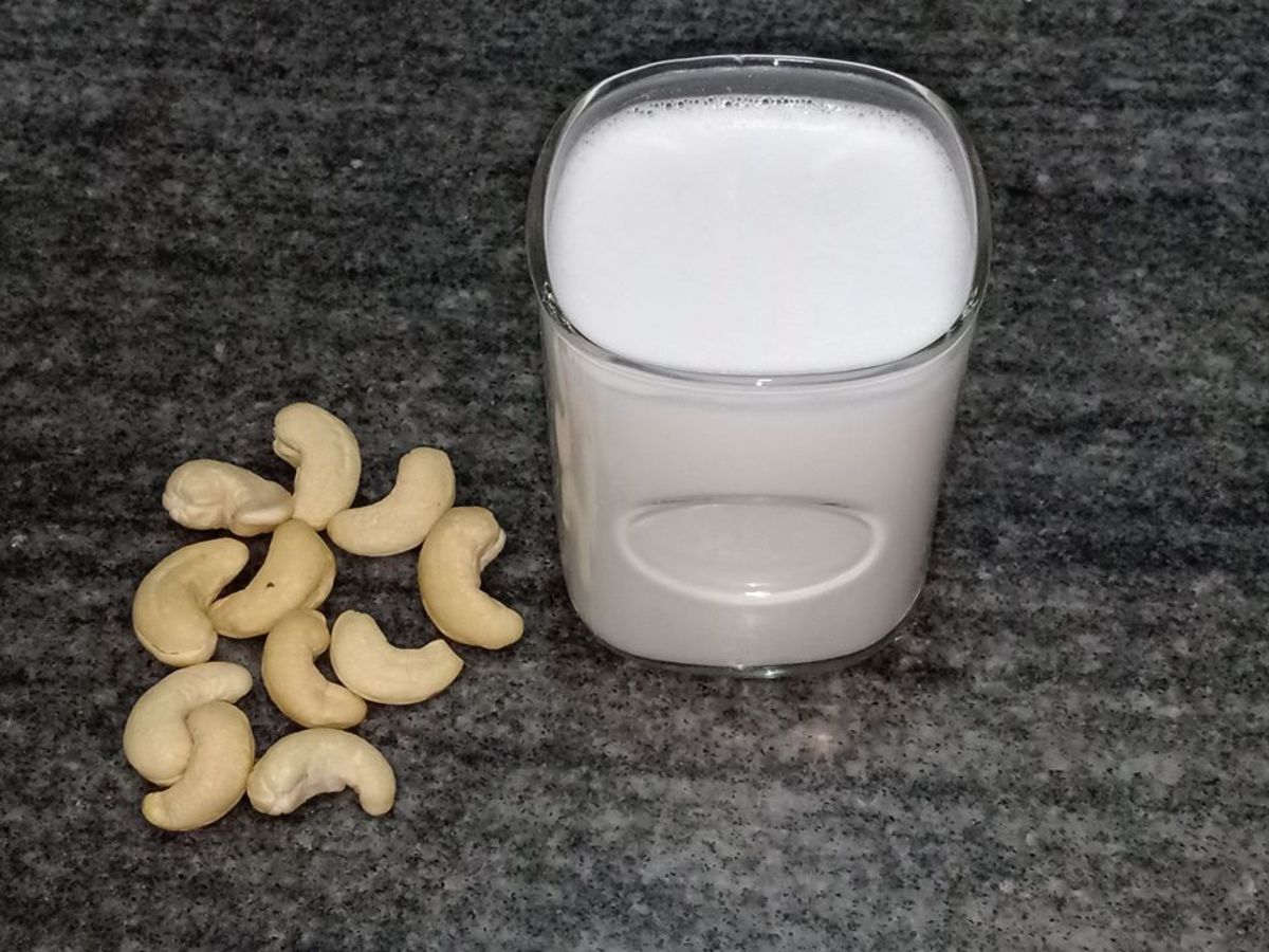 Cashew nut milk is a great vegan alternative to dairy milk.