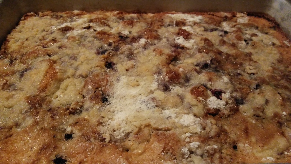 Mom's blueberry coffeecake is moist, delicious, and just sweet enough. 