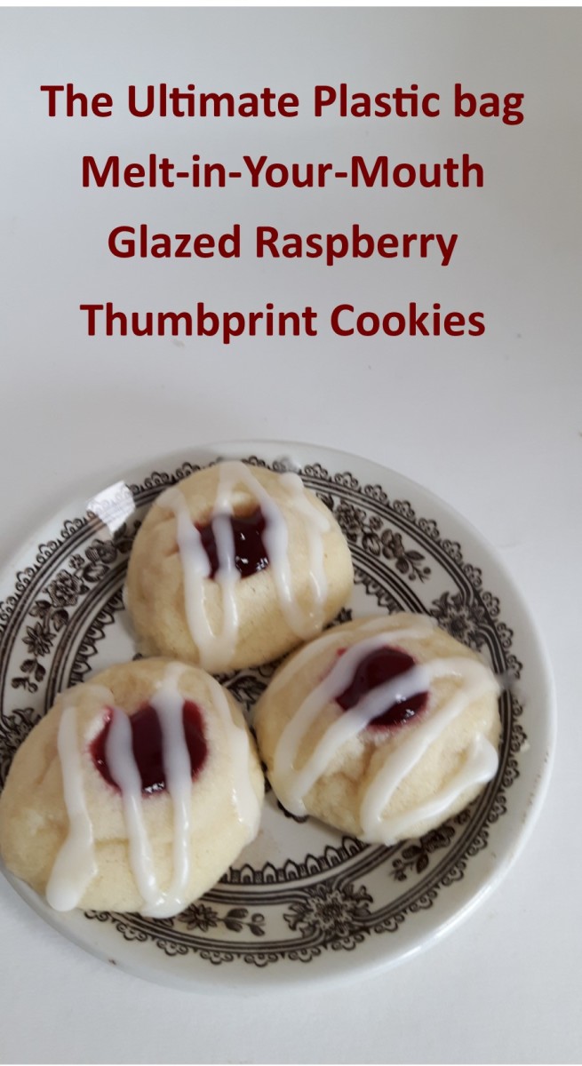 The Ultimate Plastic Bag, Melt-in-Your-Mouth, Glazed Raspberry Thumbprint Cookies