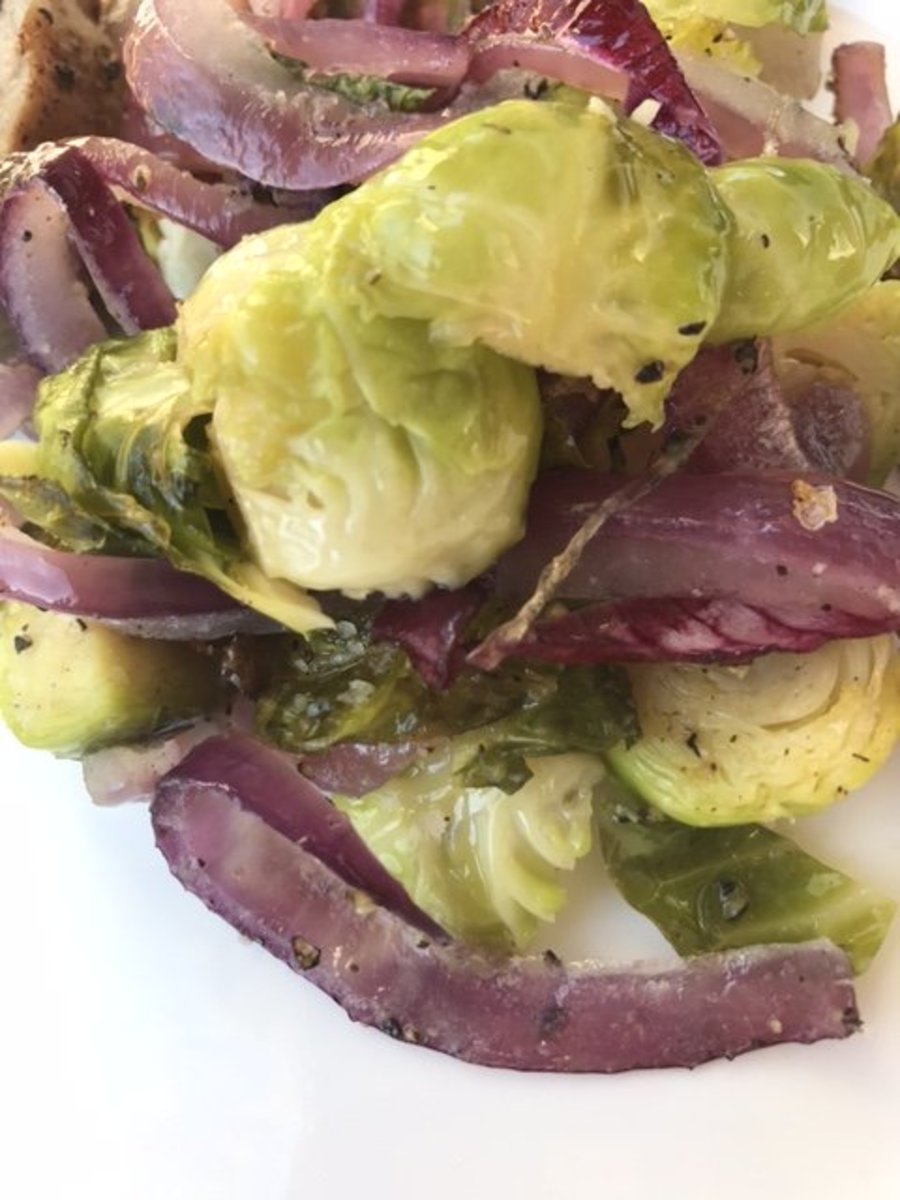Savory Roasted Brussels Sprouts With Red Onion