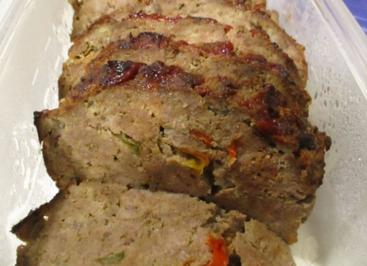 Meatloaf, Sliced and Ready to Put on the Plate