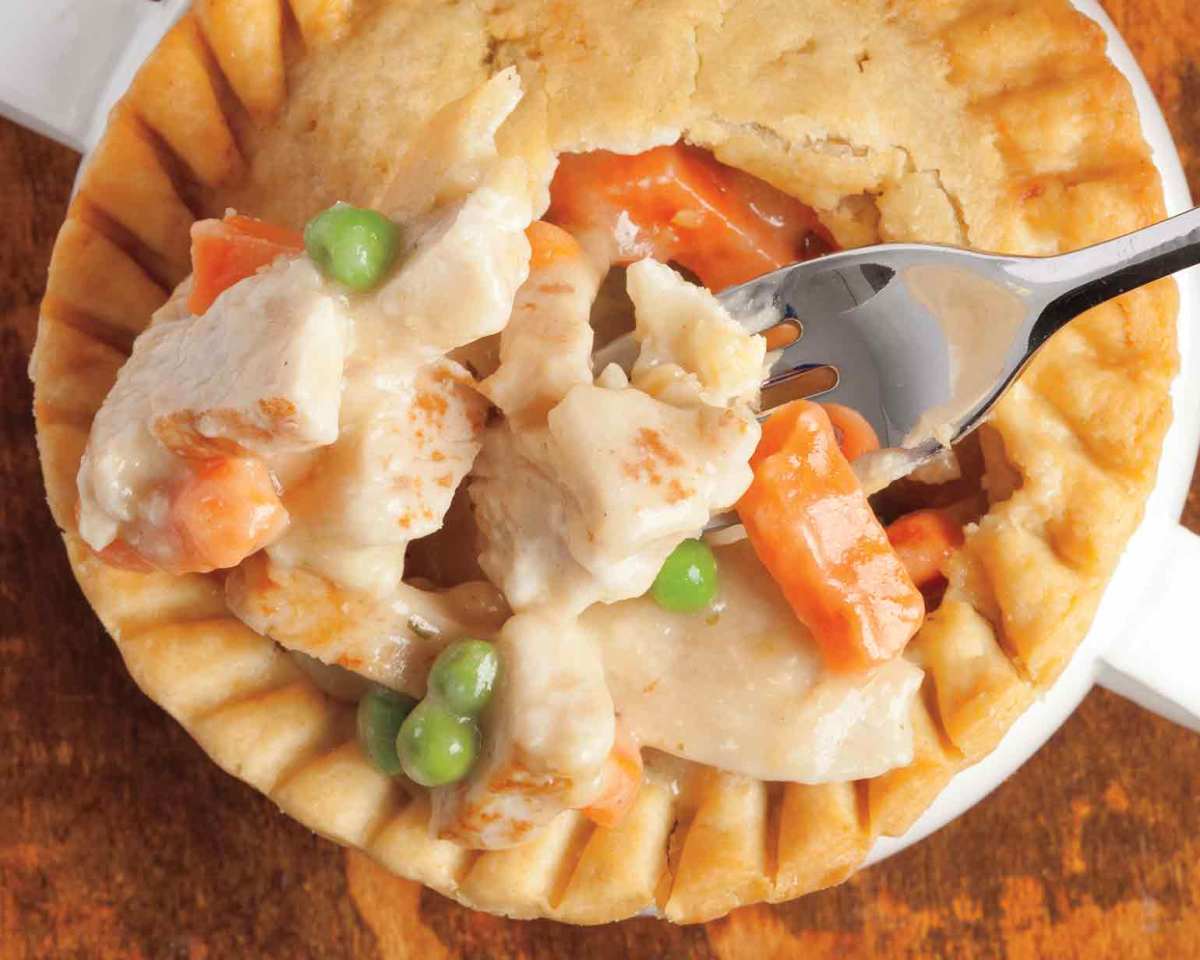 This chicken pot pie is sure to warm you up on a chilly day.