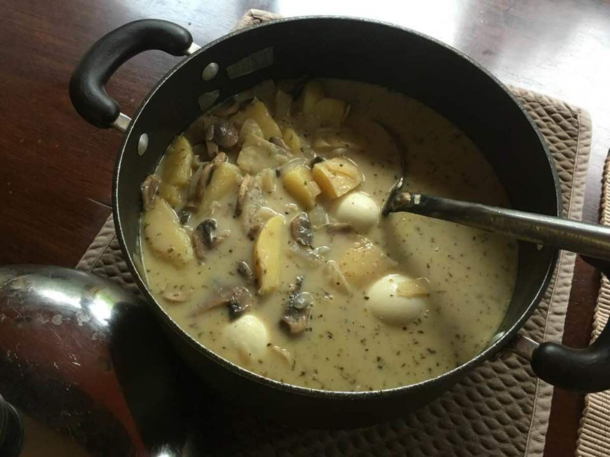 Rustic mushroom and potato soup