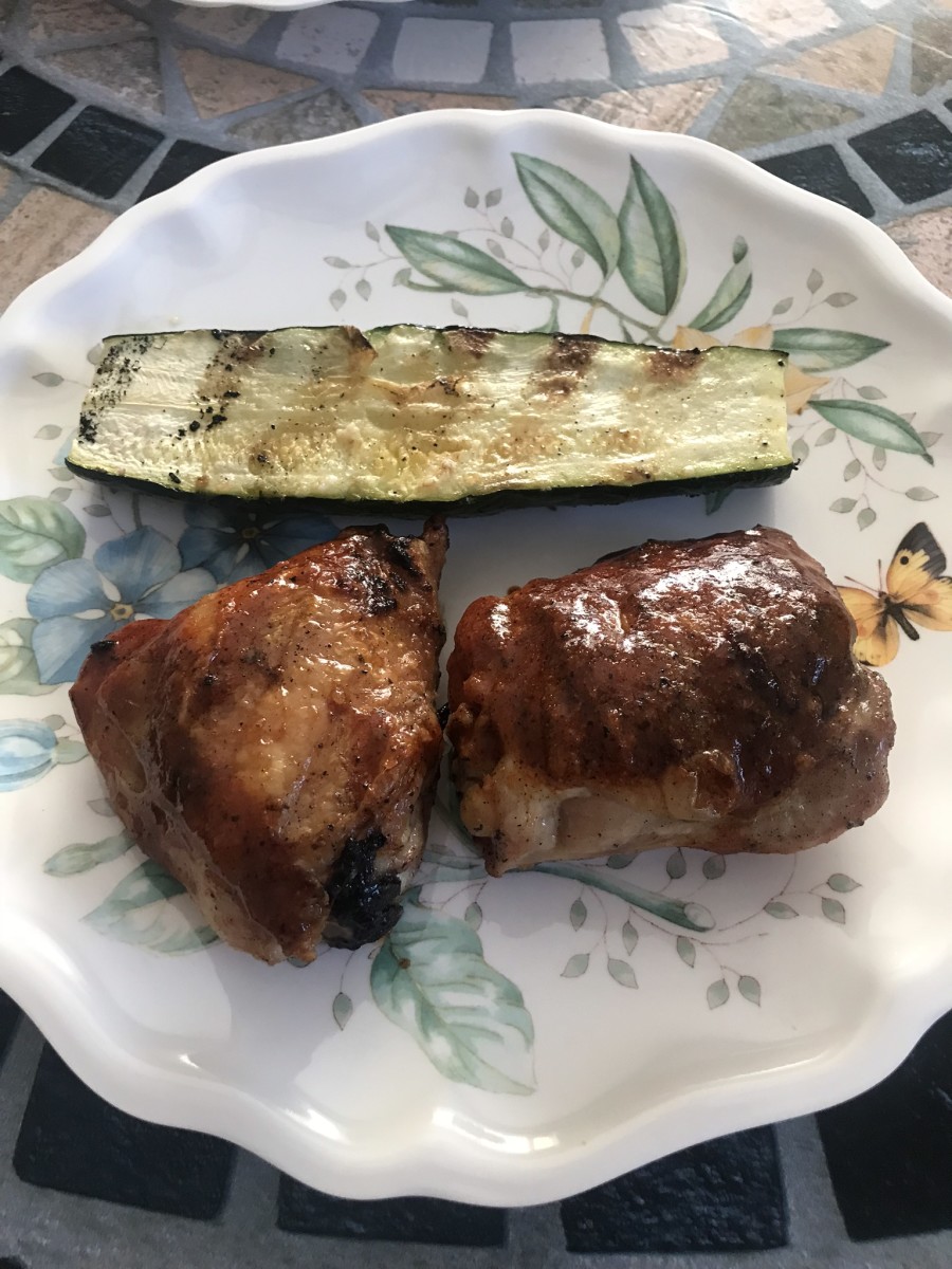 The finished product with some grilled zucchini.