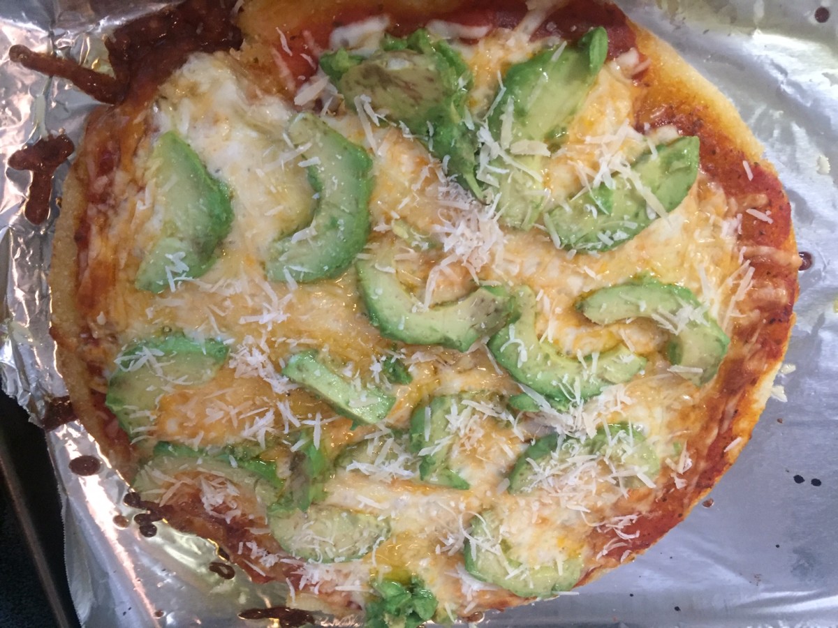 pizza with avocados