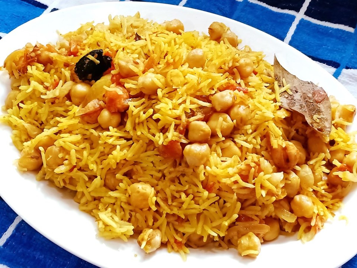 Delicious and satisfying chole pulao (chickpeas and rice)