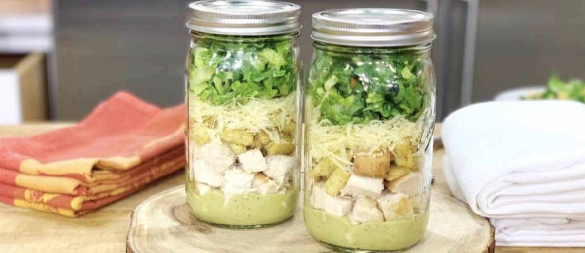 Caesar Salad in a Mason jar