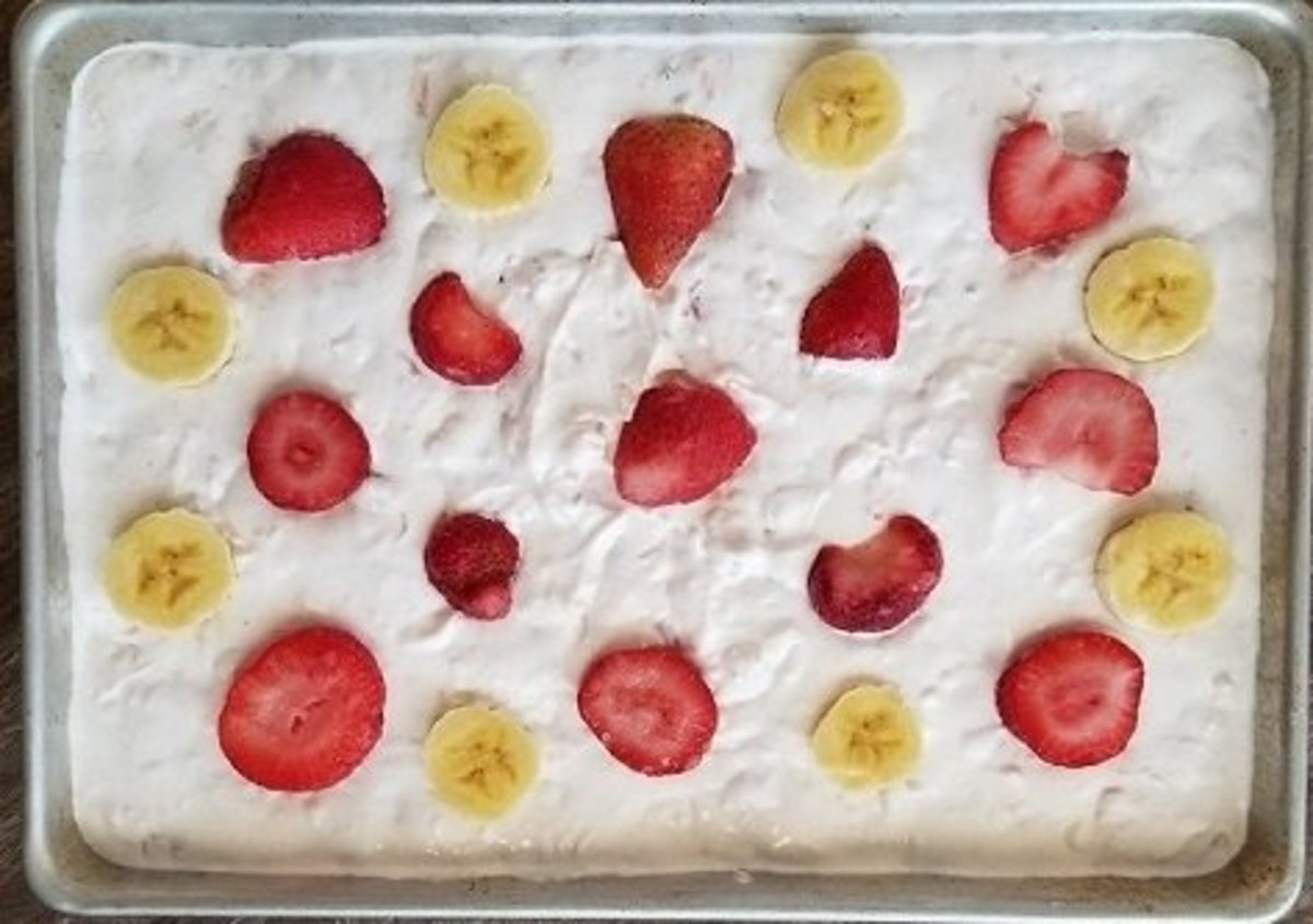 A creamy frozen delight with strawberries, bananas, and pineapple!