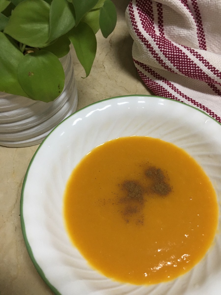 Sweet potato carrot soup is a warm treat during the holidays