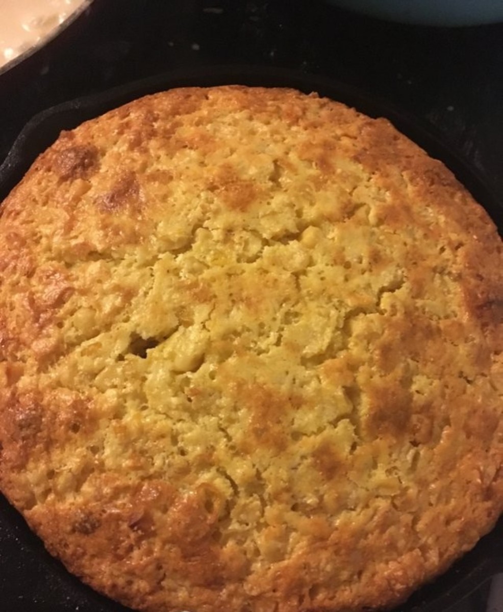 Moist and delicious corn-filled cornbread, made with duck eggs