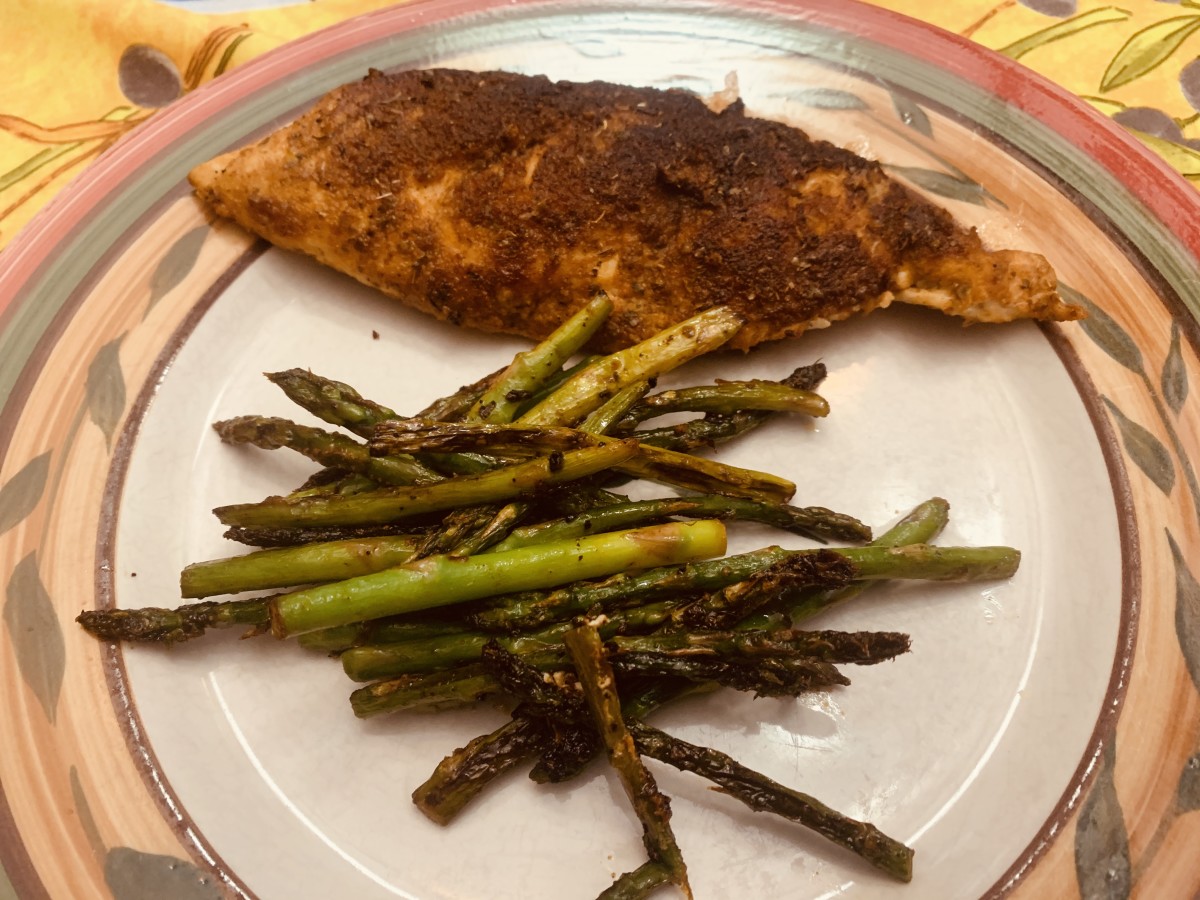 Spicy Cajun Crusted Chicken and Asparagus