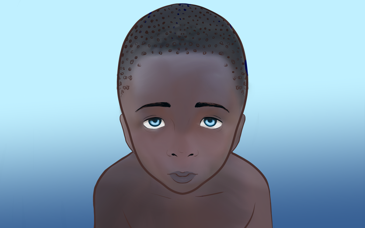 Ebony with green eyes