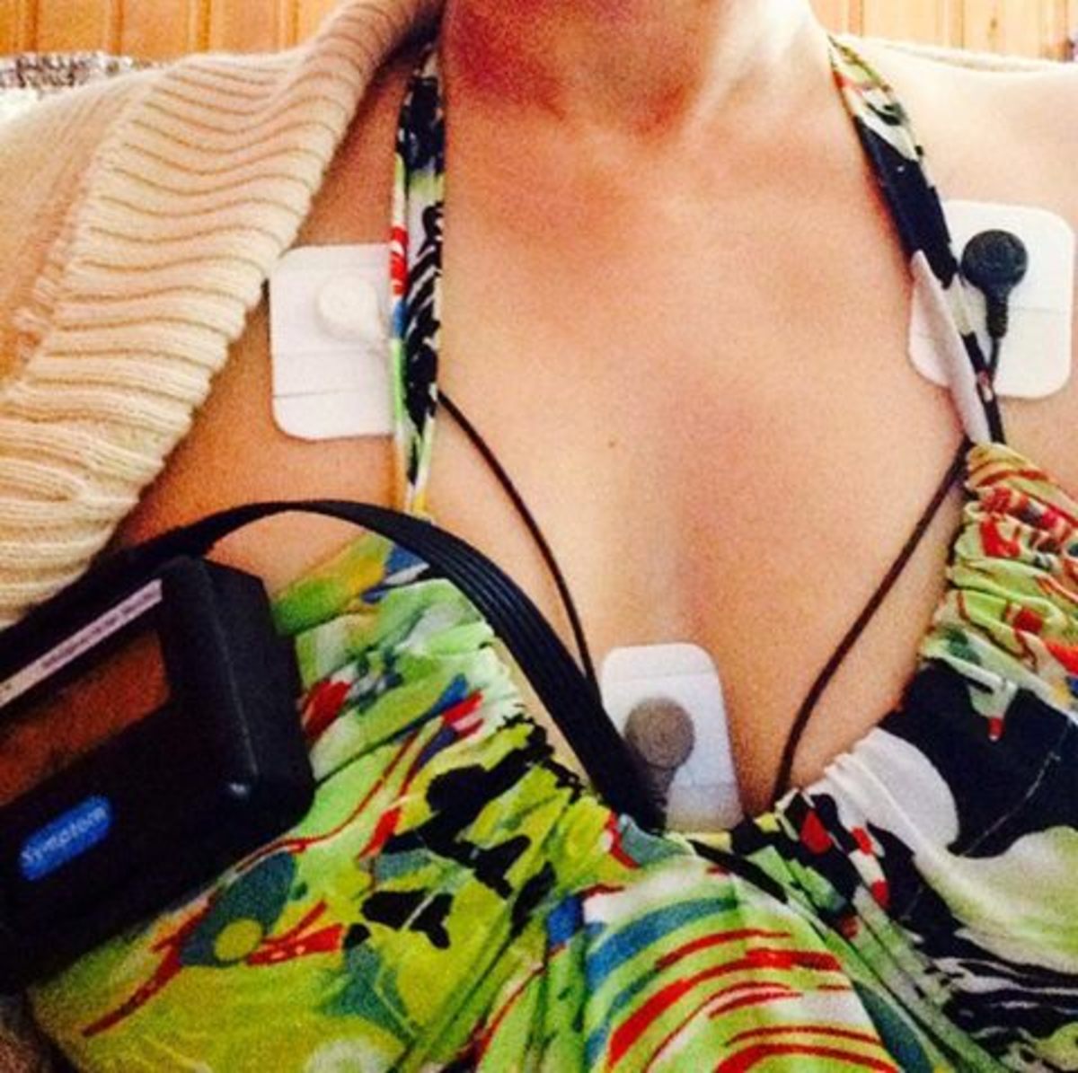 Wearing a Holter monitor