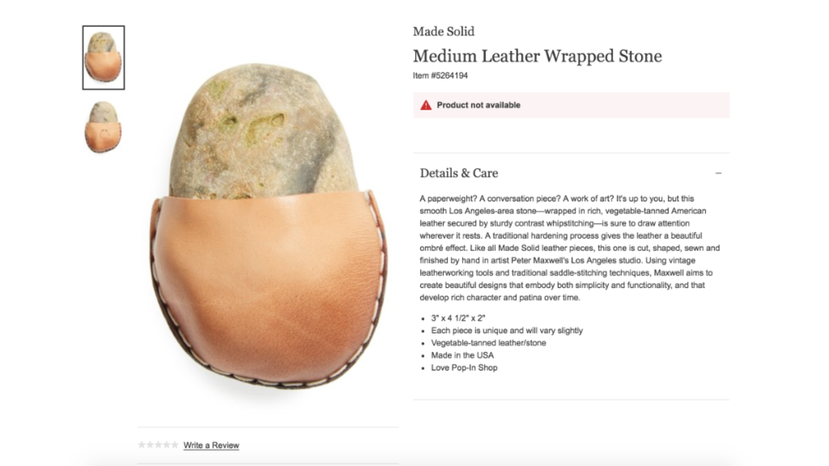 After going viral on social media, Nordstrom's Leather-Clad Rock quickly sold out. 