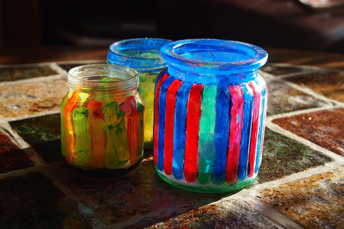 Painted Glass Jars