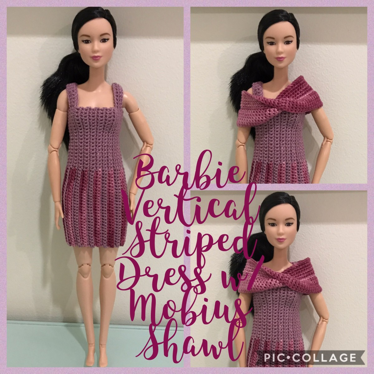 Barbie Vertical Striped Dress and Shawl (Free Crochet Pattern)