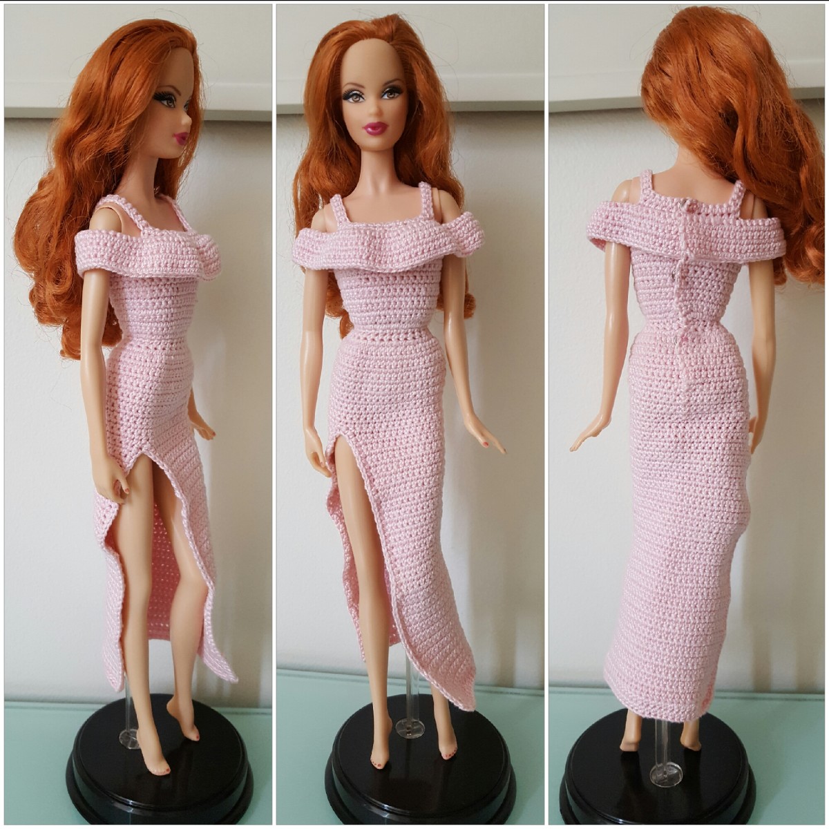 Barbie Flounce Open-Shoulder High Slit Dress
