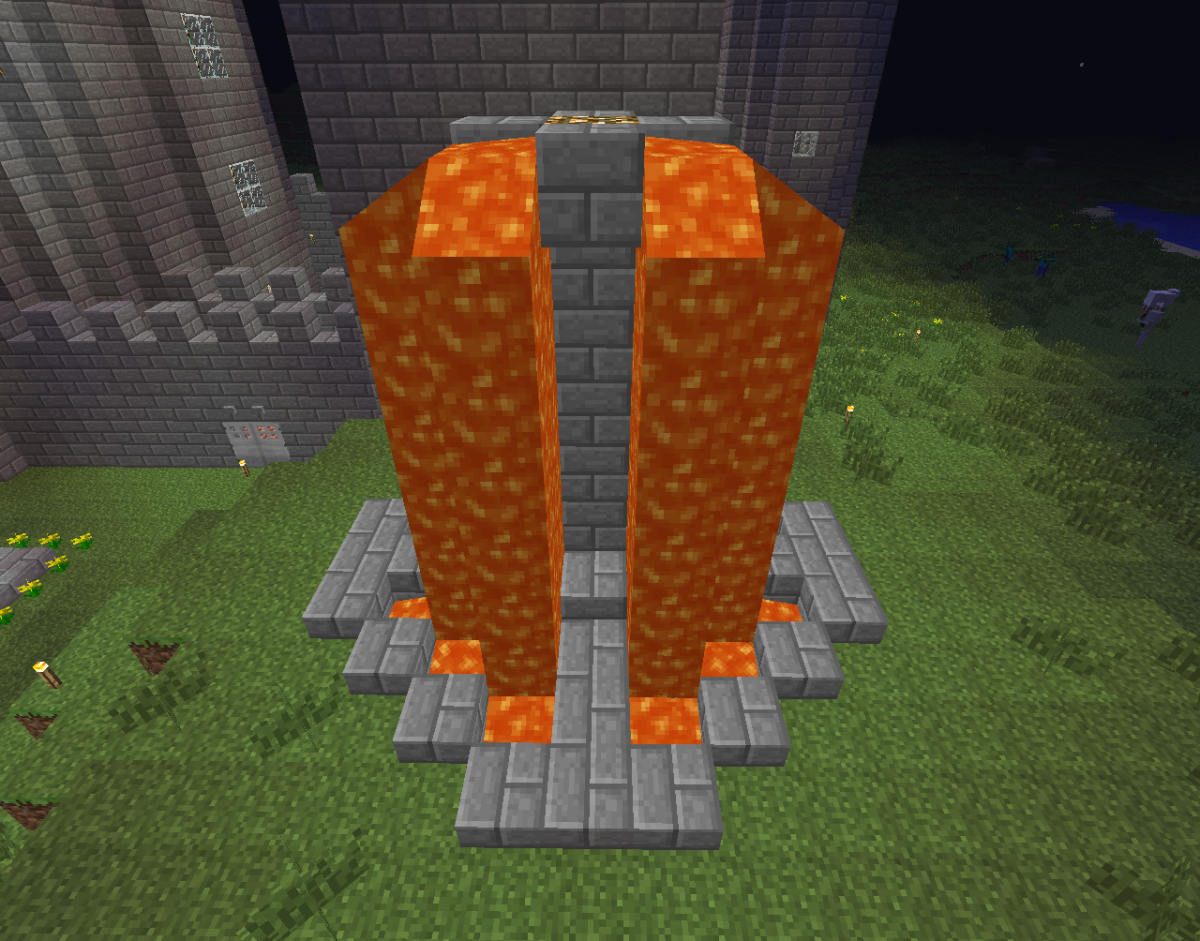 Instead of water, you can use a bucket of lava to make your fountain! 