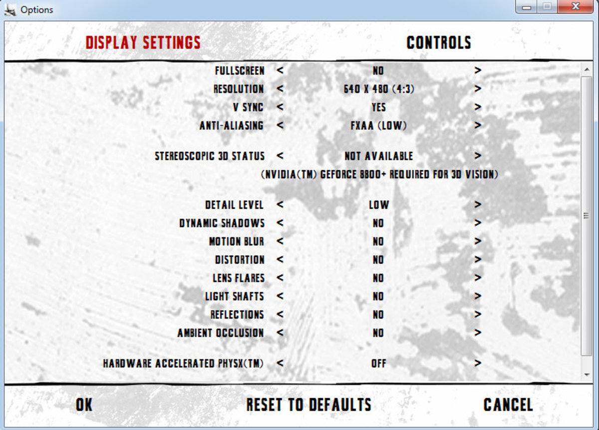 Batman: Arkham City In-Game Settings (Click to Enlarge)