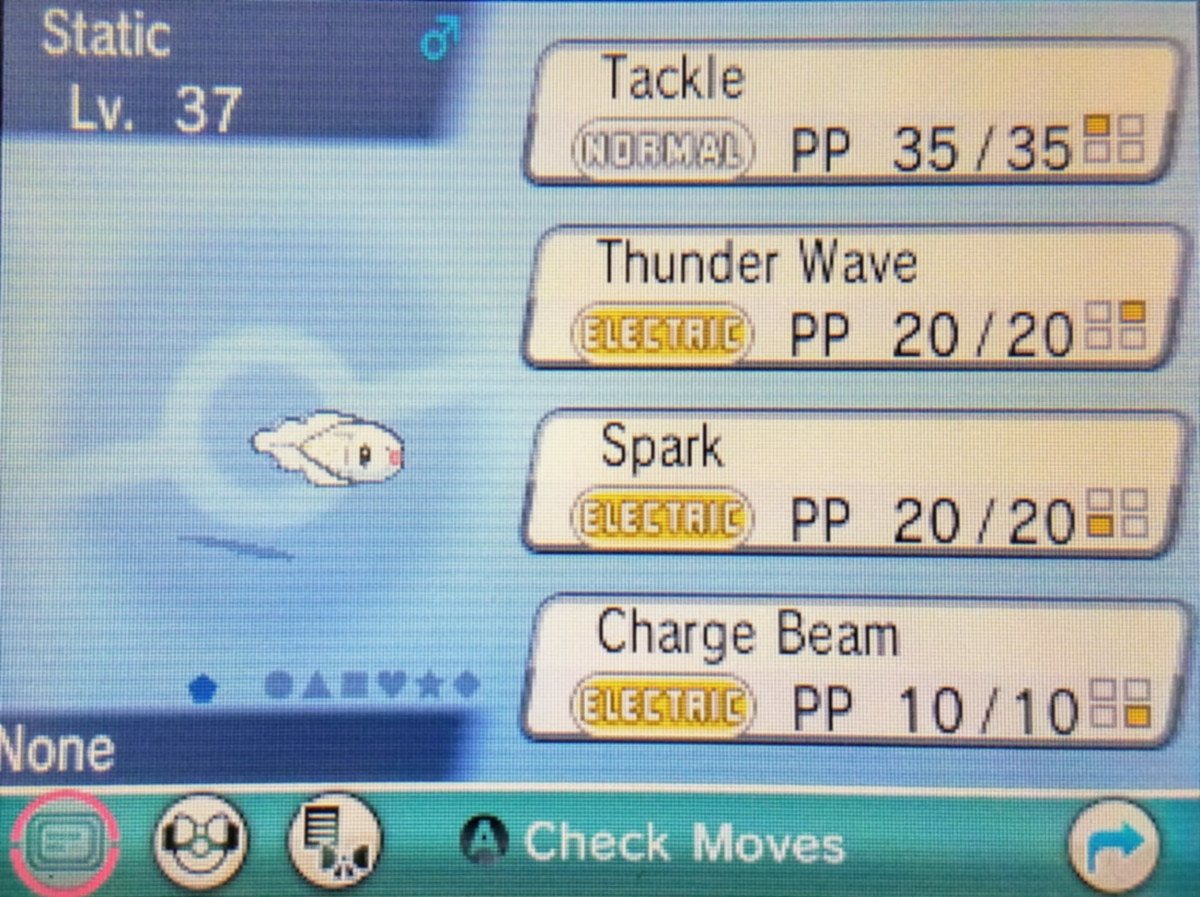 Electric-type Pokémon like this Tynamo learn Thunderwave at low levels.
