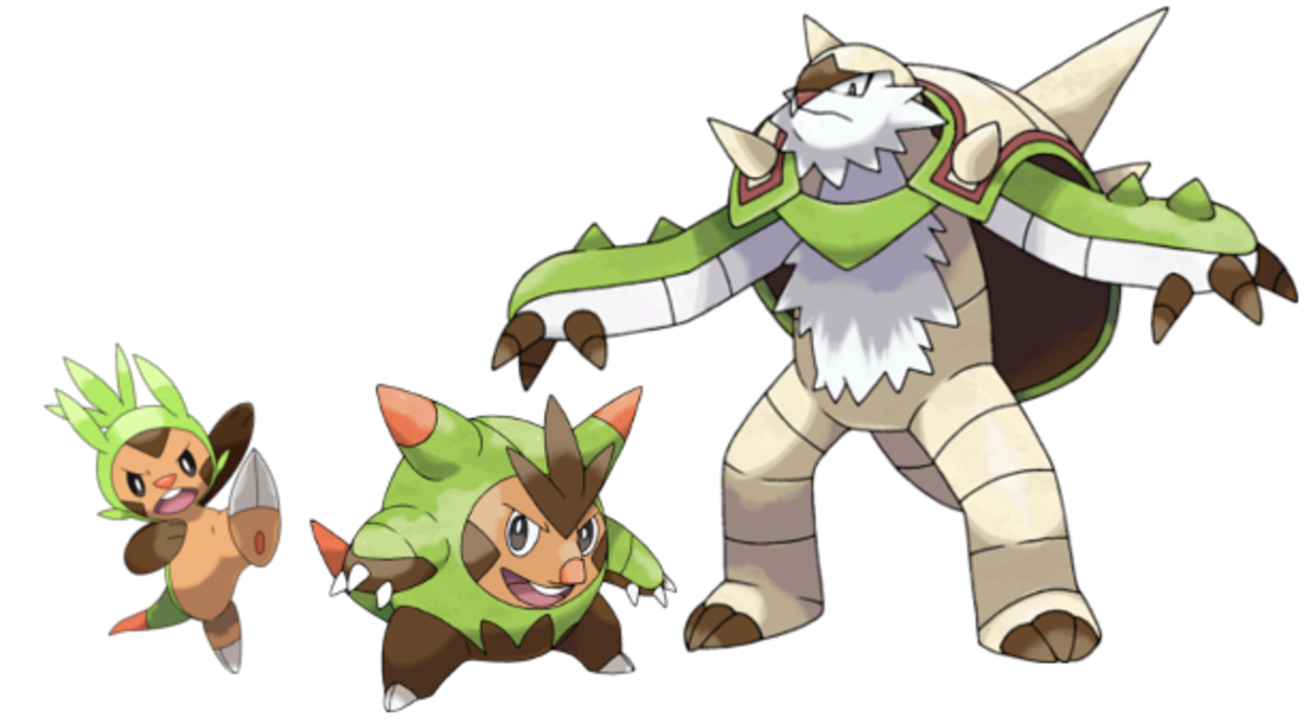 Chespin, Quilladin, and Chesnaught