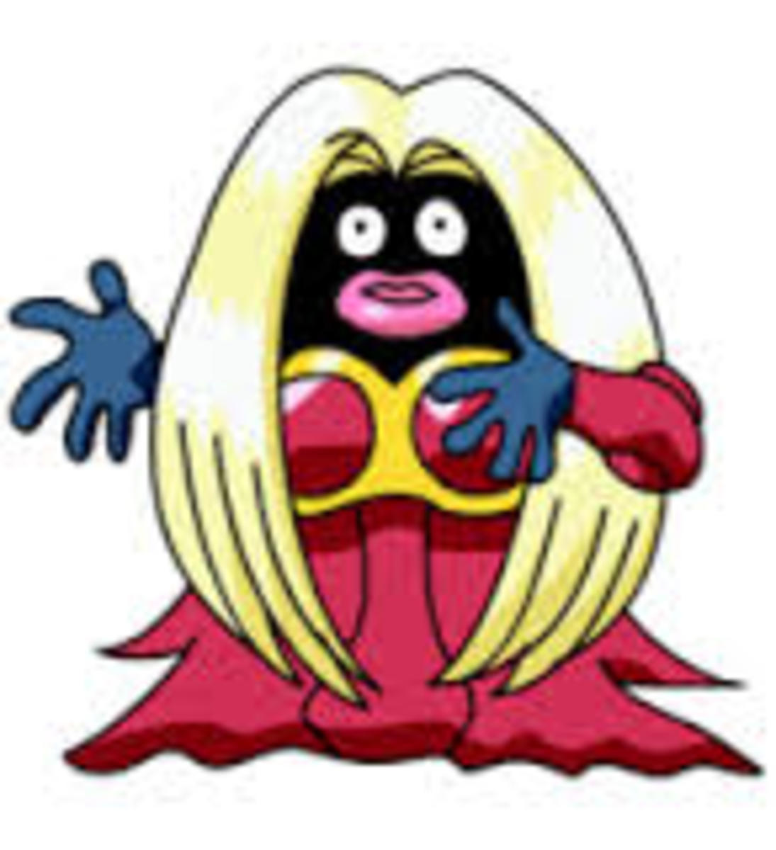 Note: Jynx was NOT intended to be a racial caricature or to represent the uniquely American phenomenon of "blackface", her appearance instead reflects the exaggerated makeup, dramatic expressions, and costuming of female opera singers. 