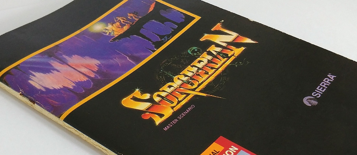 My battered game manual for "Sorcerian," PC version.