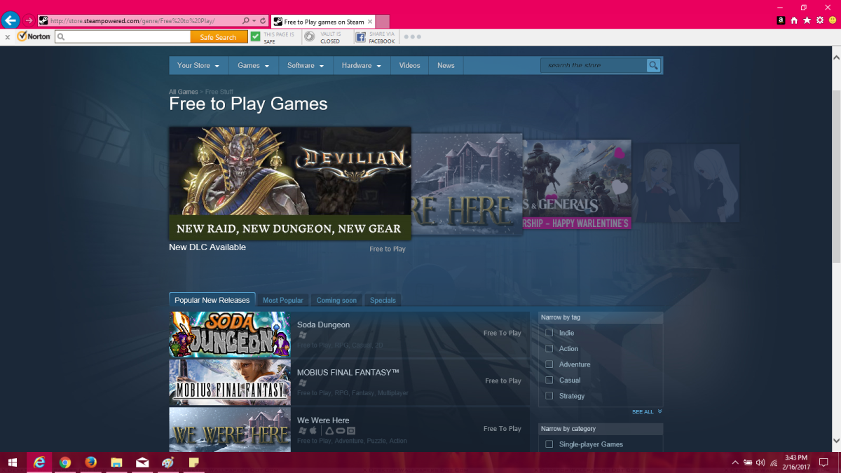 Steam offers free-to-play games 