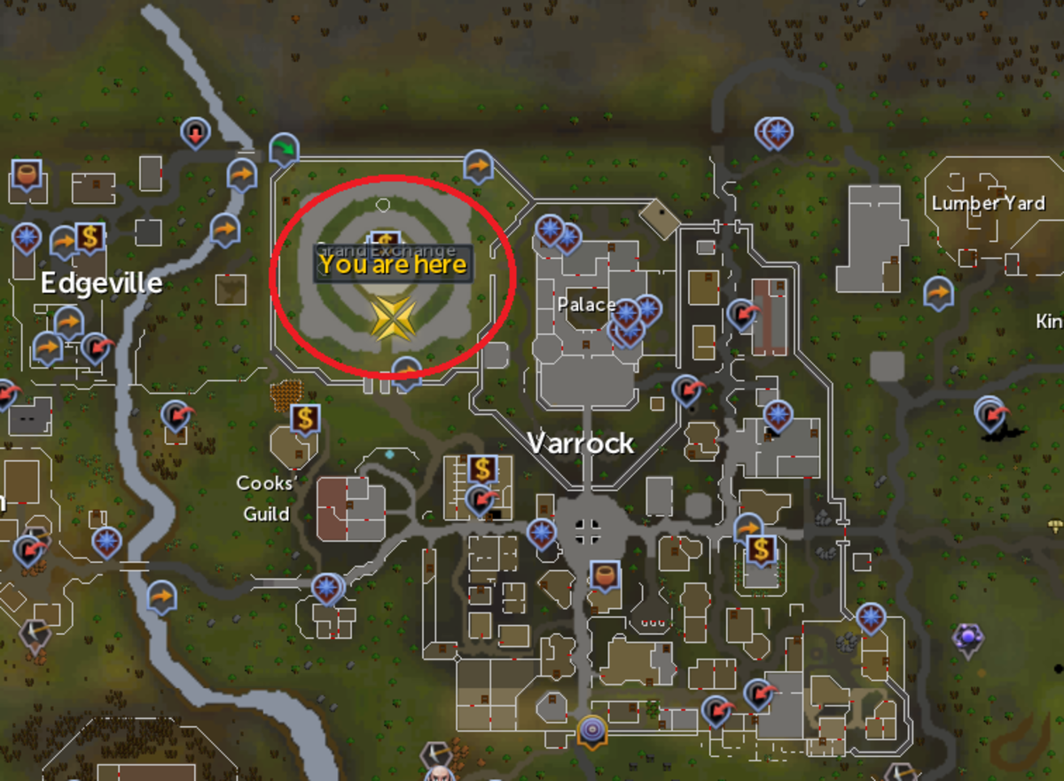The location of the Grand Exchange in Varrock