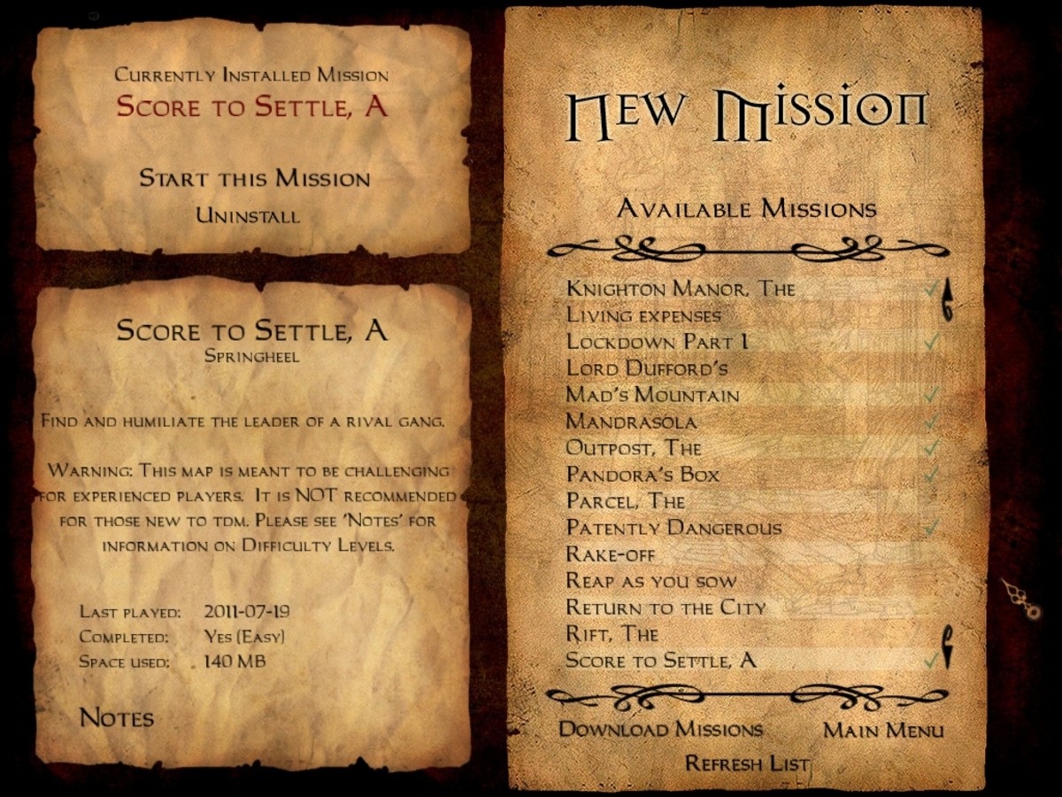Mission select screen. Mission select screen.