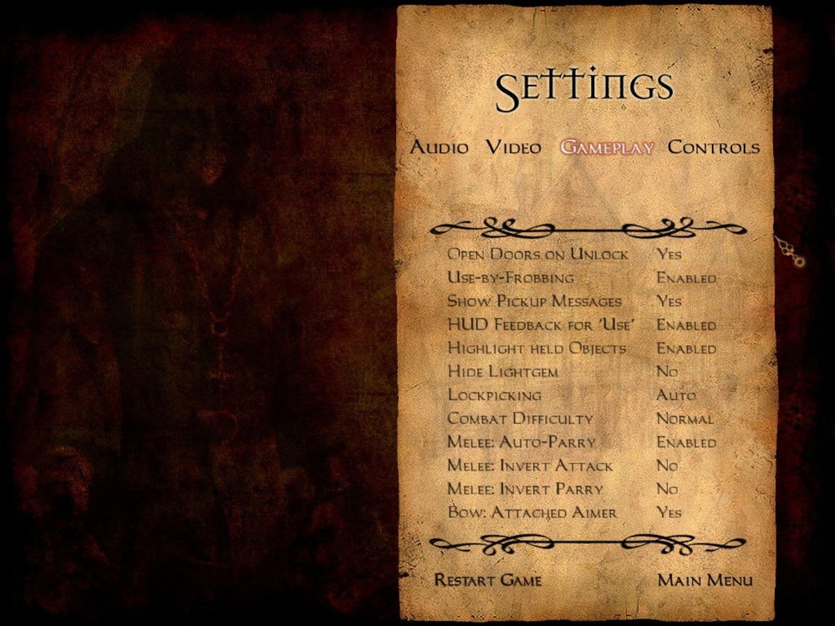 The settings menu where you can tweak the game to be less forgiving and such. The settings menu where you can tweak the game to be less forgiving and such.