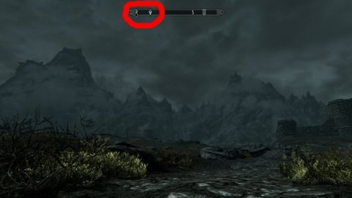 Quest markers for active quests also show up on the compass.