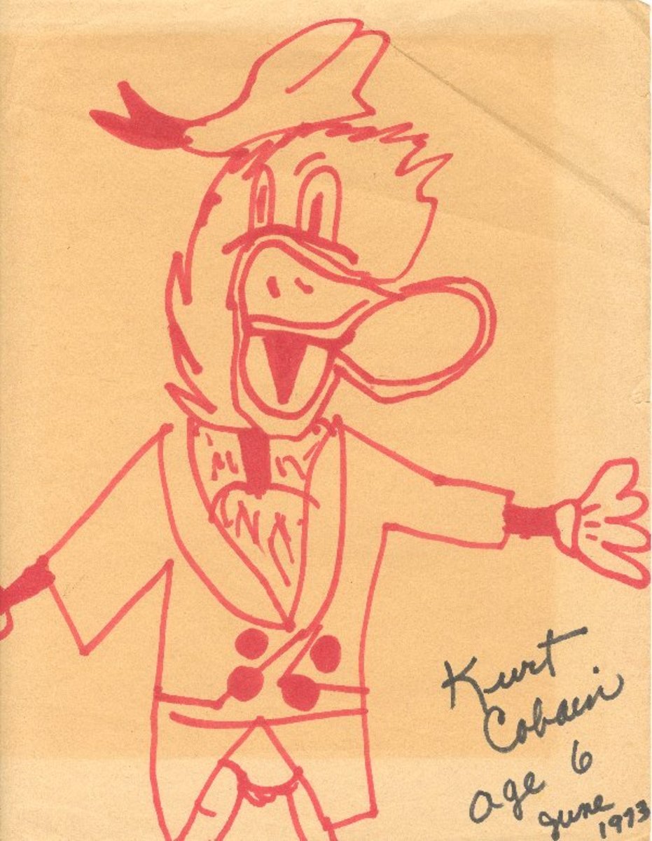 A drawing of Donald Duck done by Cobain in 1973, age six. Previously owned by his grandfather Leland Cobain.