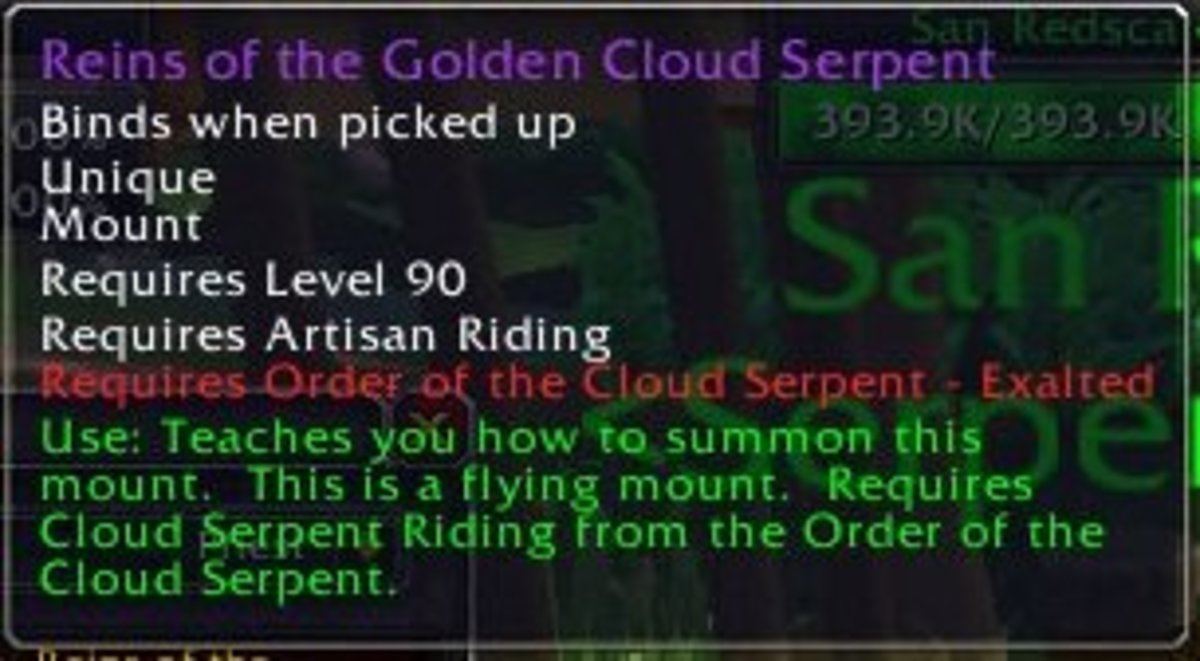 The Tooltip when hovering over the mount at the vendor.