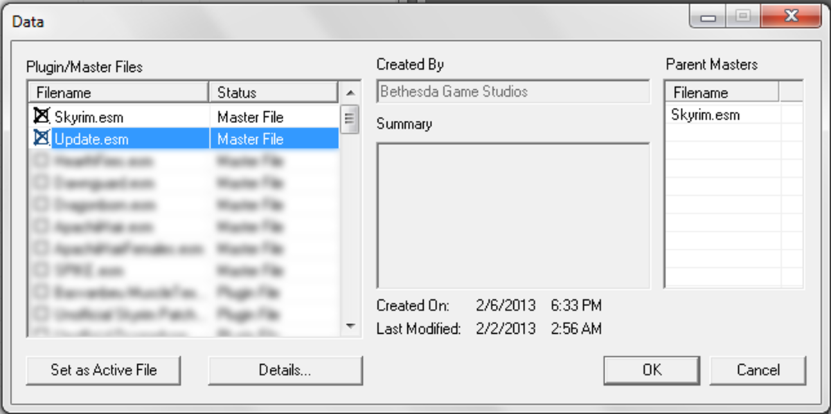 how to load multiple master files in creation kit skyrim se