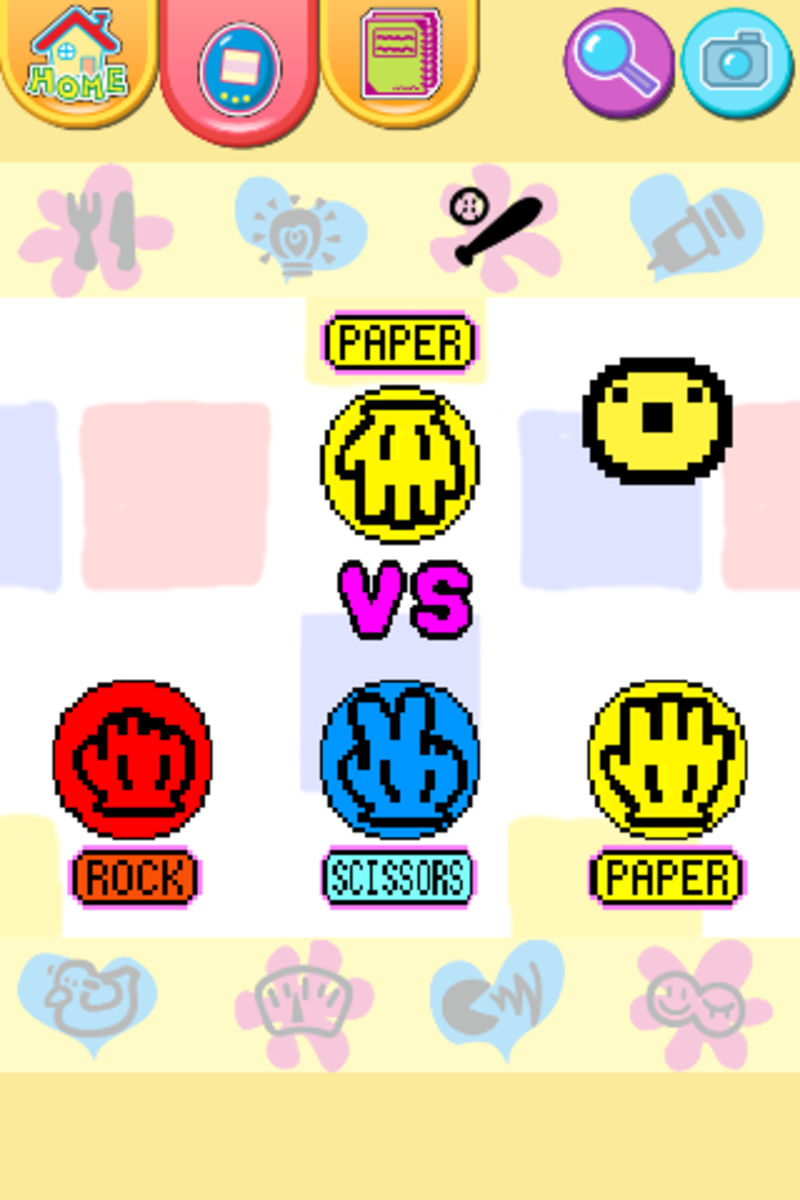 Playing with your virtual pet keeps it happy and healthy. Try to let your pet win!