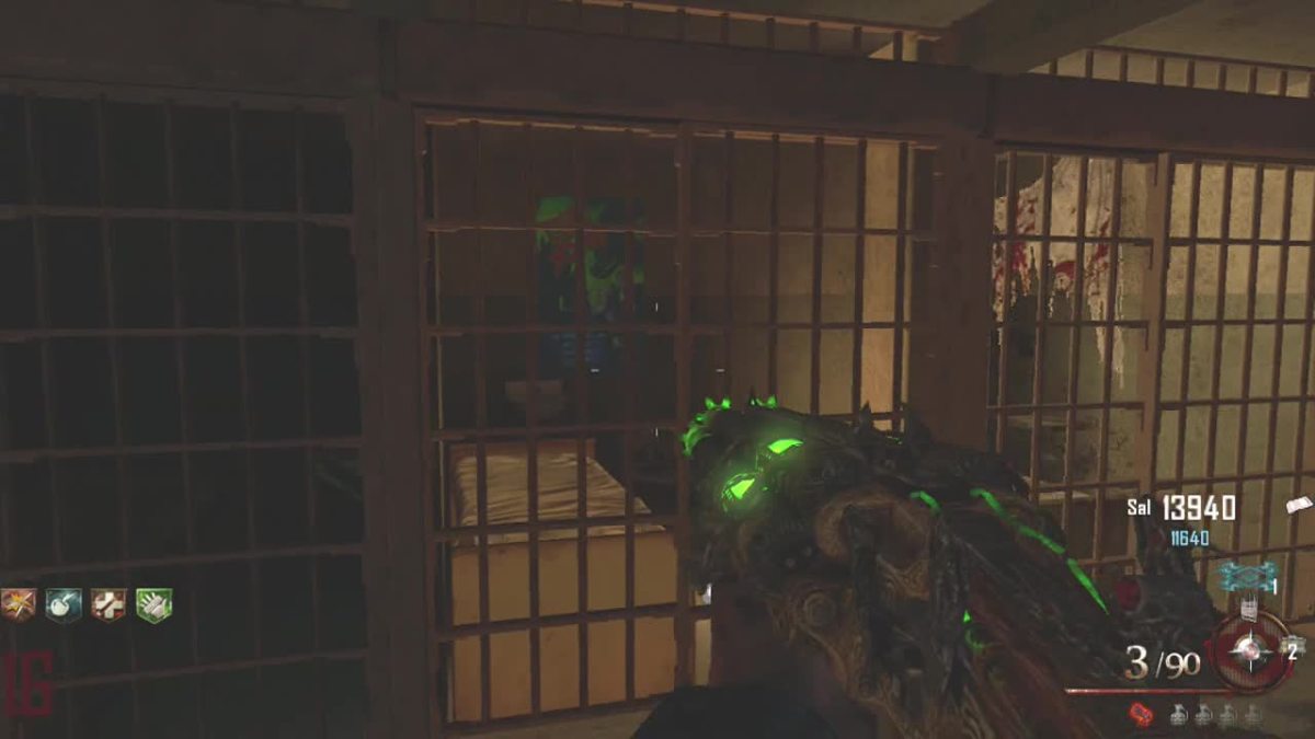 The green poster can be found in a cell close to the Wardens Office.