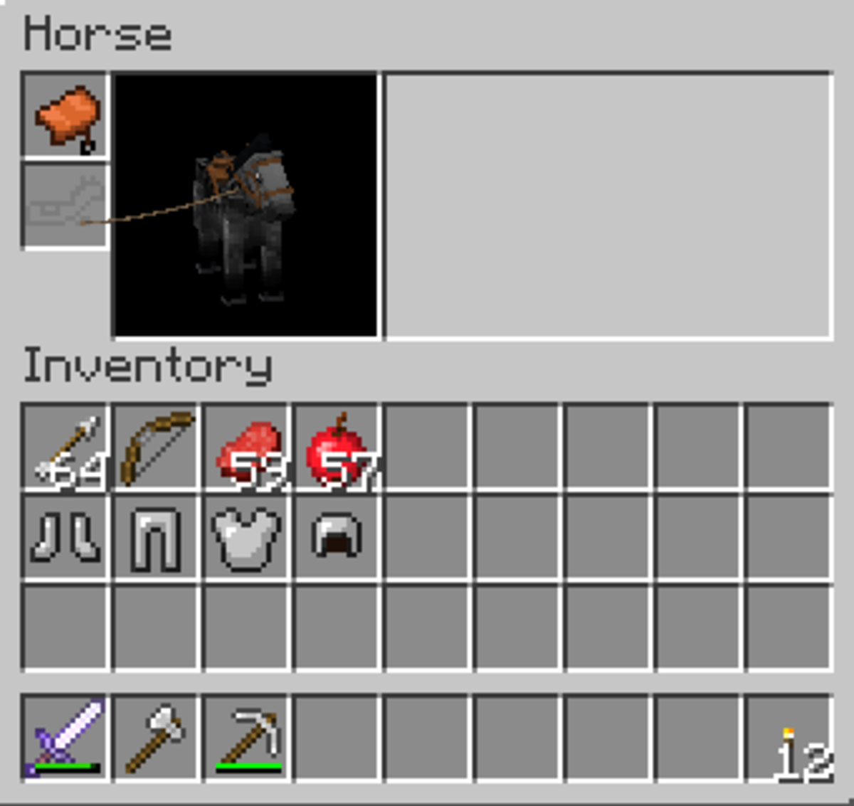 Horses can be equipped with saddles.