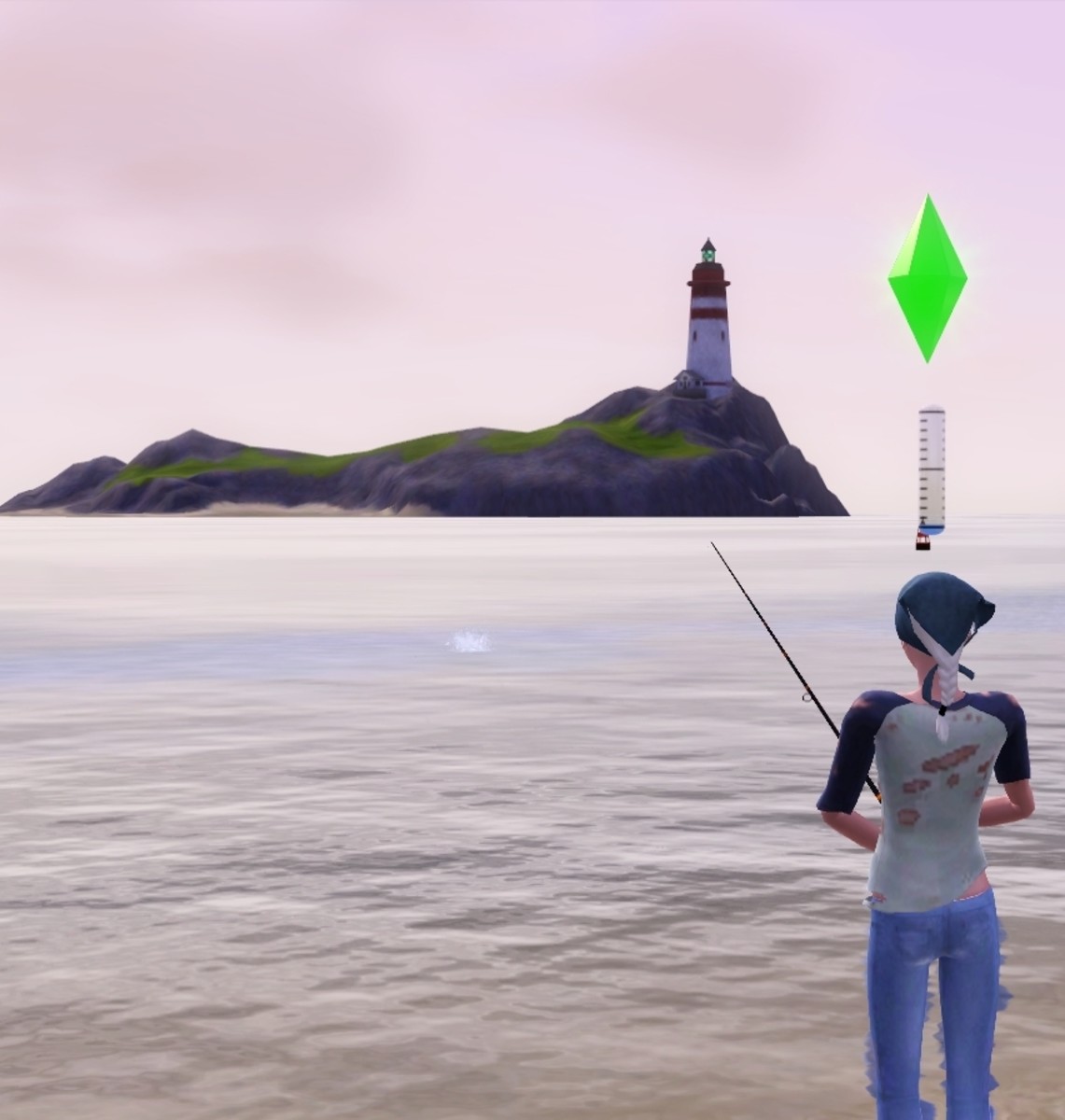 Have your homeless Sim fish to earn food and money.