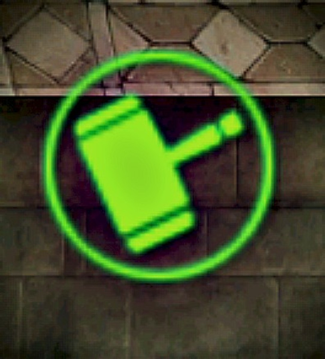 This is the auction house icon. "Order and Chaos" auctioneers have this gavel icon over their heads.