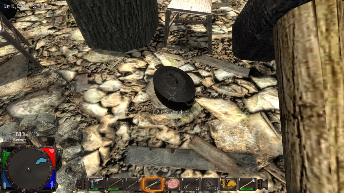 Simple cooking pot. Usually found near tents, small camps, or kitchens in buildings.