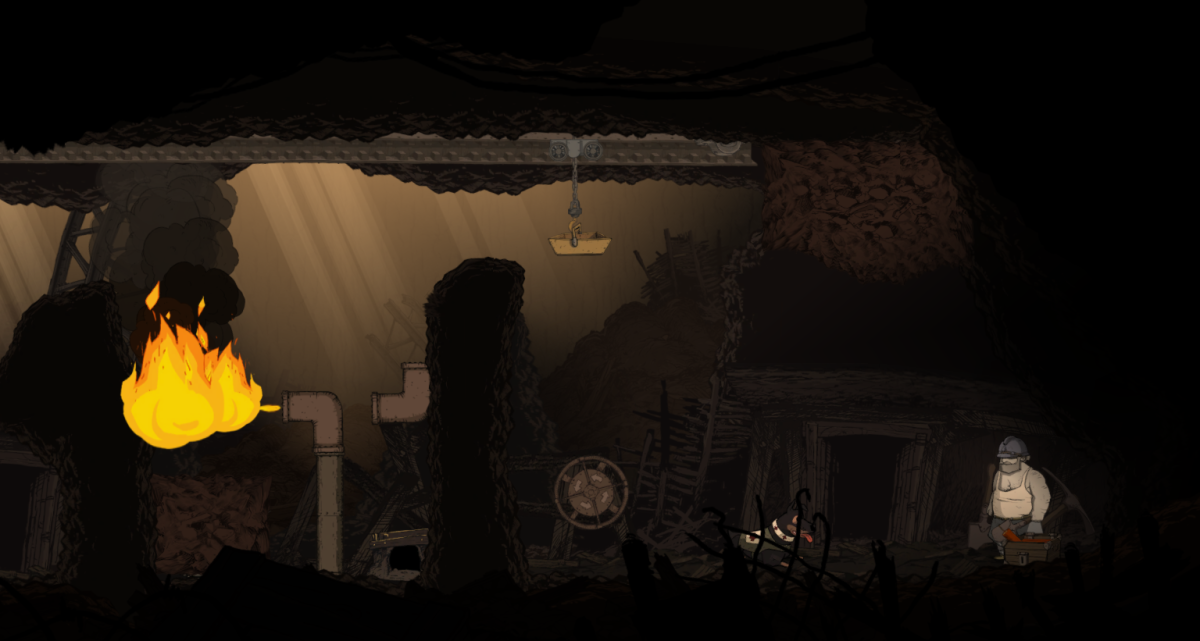 Emile navigates a puzzle in the Vaquois' Mines section of Valiant Hearts. Emile navigates a puzzle in the Vaquois' Mines section of Valiant Hearts.