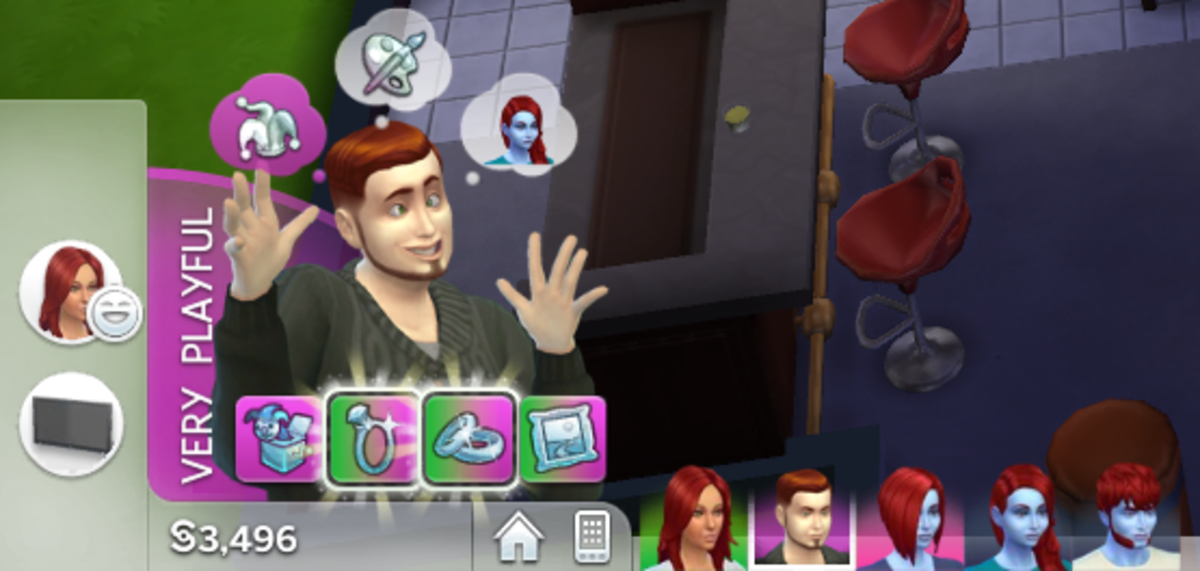 A sim acting a little too Playful in "The Sims 4." Traits play a big role in your sim's emotional state.