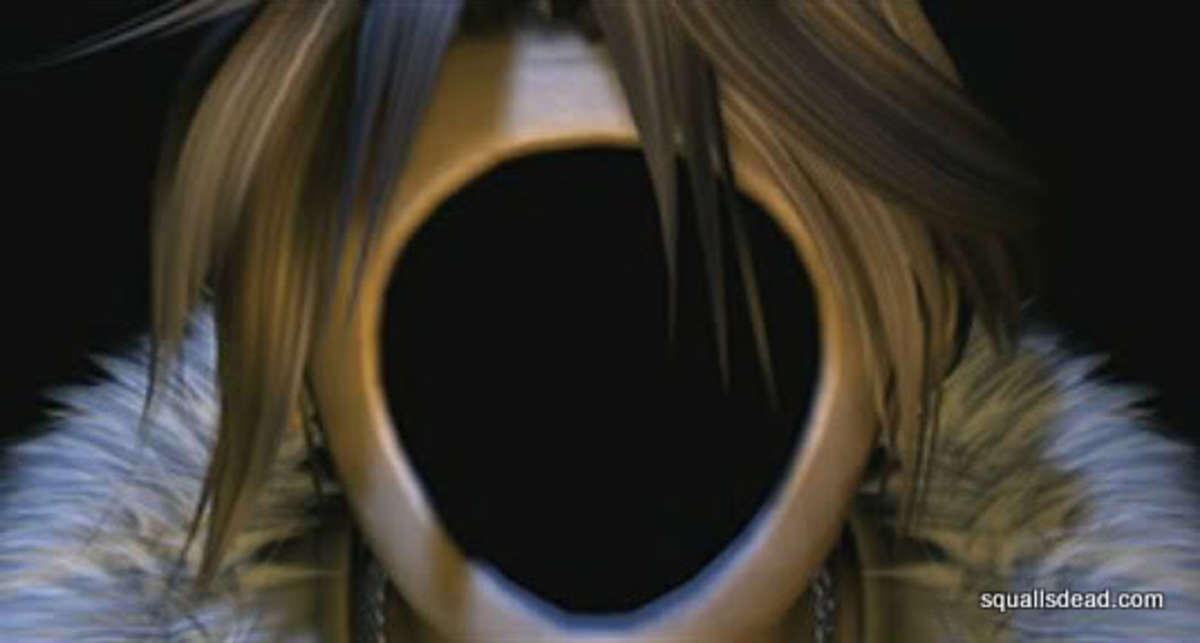 An image of a faceless Squall displayed briefly