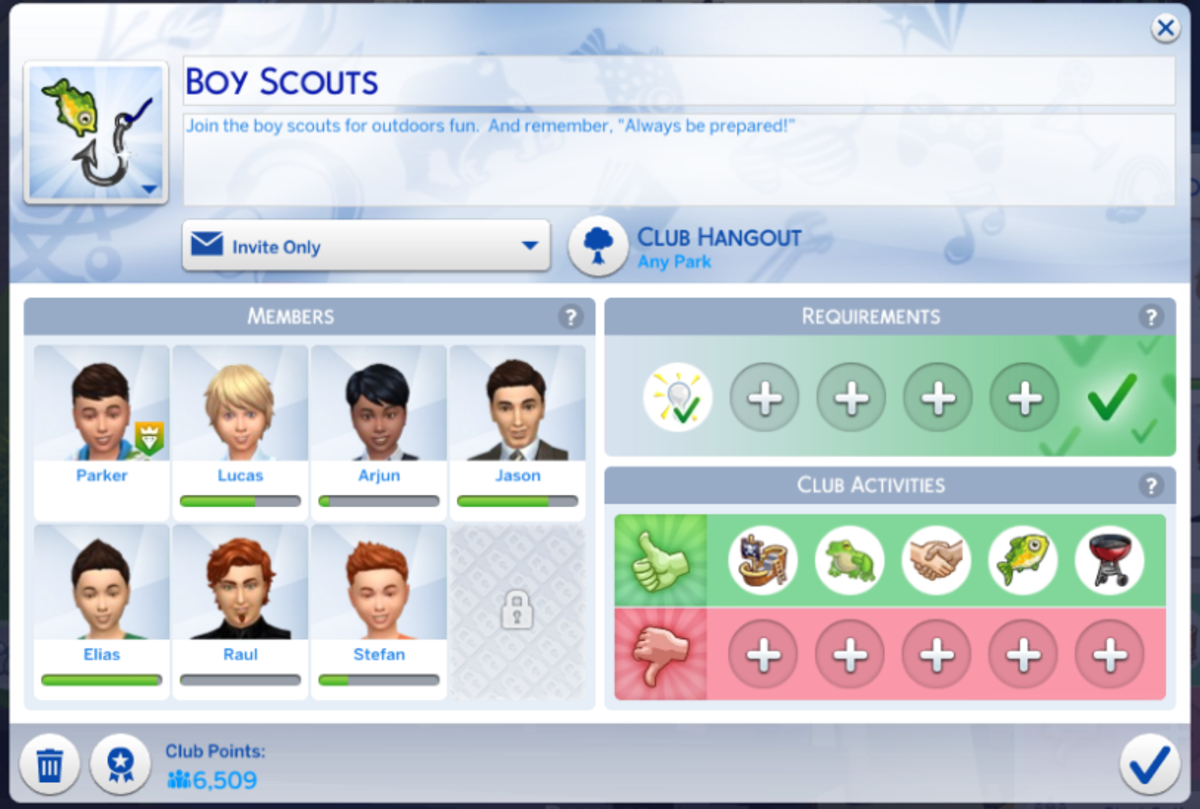 Create a Boy Scouts club for your child Sims!
