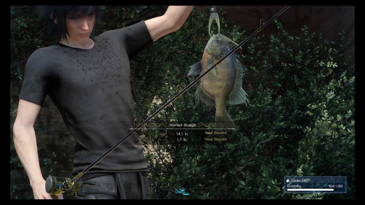 Noctis catching his first fish!